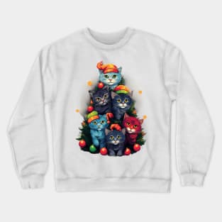 Cat Christmas Tree Crewneck Sweatshirt